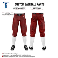 Custom Red Black Pinestripe Stretch Practice Knickers Baseball Pants
