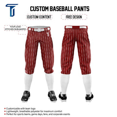 Custom Red White Pinestripe Stretch Practice Knickers Baseball Pants