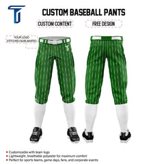 Custom Green White Pinestripe Stretch Practice Knickers Baseball Pants