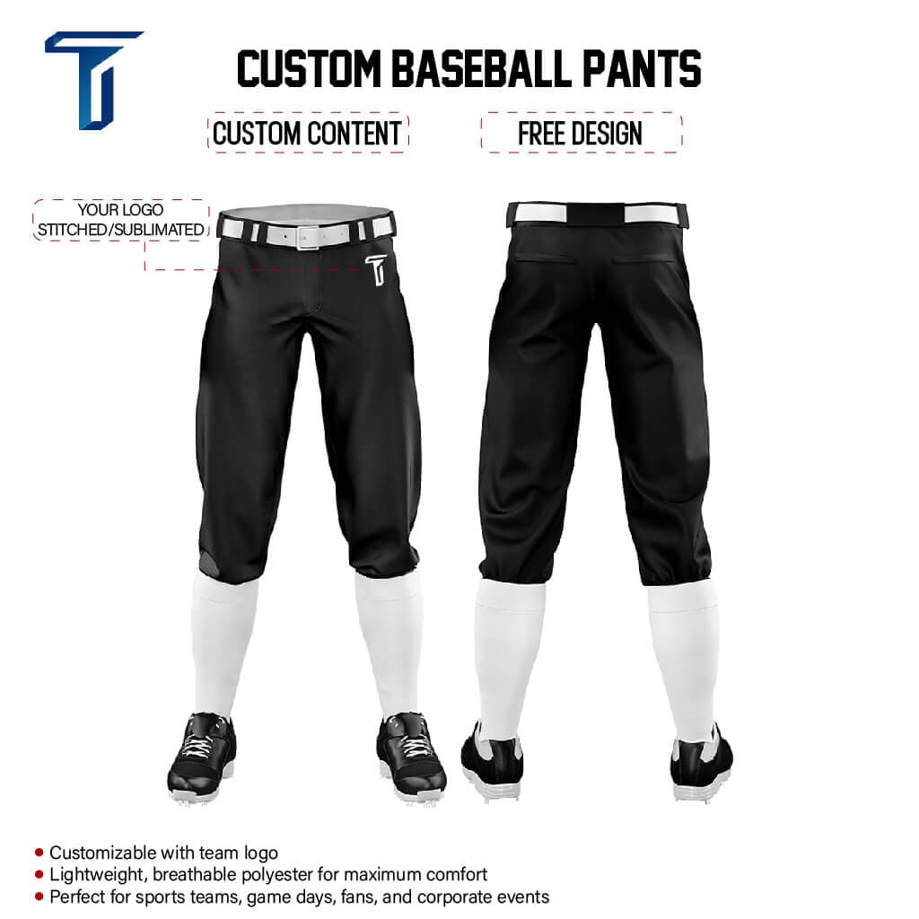 Custom Black White Pinestripe Stretch Practice Knickers Baseball Pants