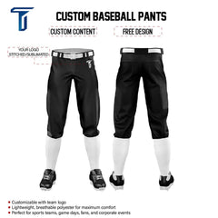 Custom Black White Pinestripe Stretch Practice Knickers Baseball Pants