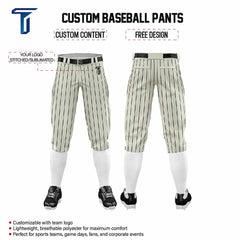 Custom Cream Black Pinestripe Stretch Practice Knickers Baseball Pants