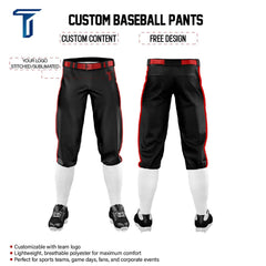 Custom Black Red Side-Stripe Stretch Practice Knickers Baseball Pants