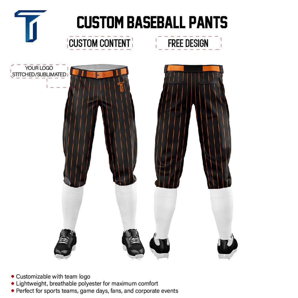Custom Black Yellow Side-Stripe Stretch Practice Knickers Baseball Pants