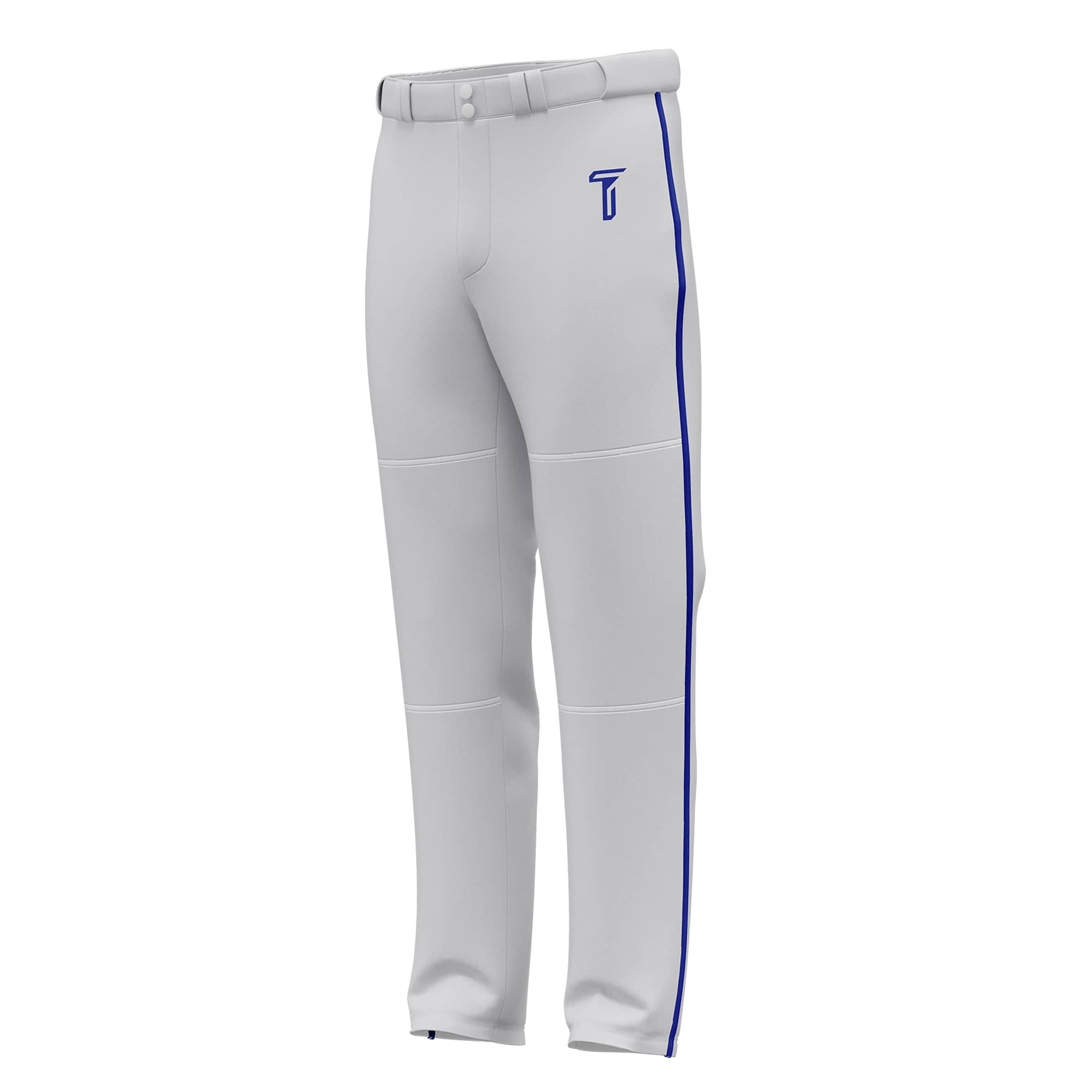 Custom White Blue Side-Stripe Stretch Practice Loose-Fit Baseball Pants