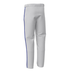 Custom White Blue Side-Stripe Stretch Practice Loose-Fit Baseball Pants