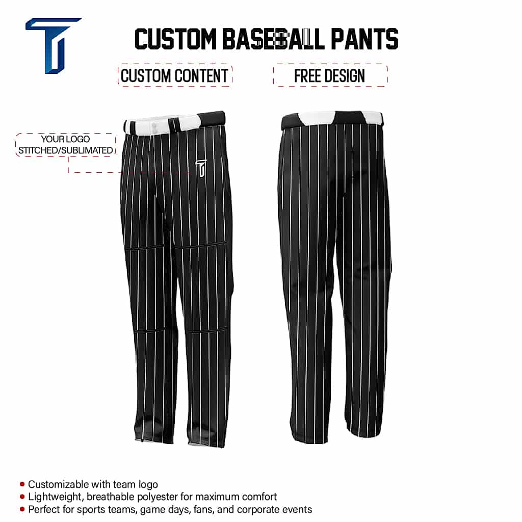 Custom Black White Pinstripe Stretch Practice Loose-Fit Baseball Pants
