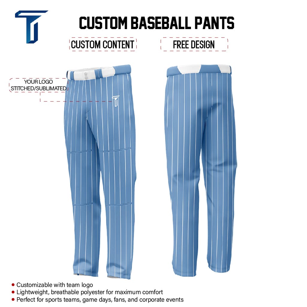 Custom Blue White Pinestripe Stretch Practice Loose-fit Baseball Pants