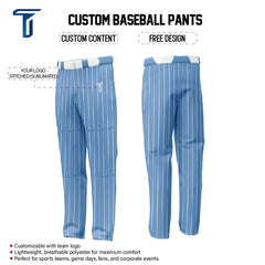 Custom Blue White Pinestripe Stretch Practice Loose-fit Baseball Pants