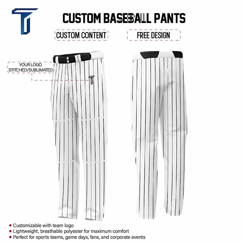 Custom White Black Pinestripe Stretch Practice Loose-fit Baseball Pants
