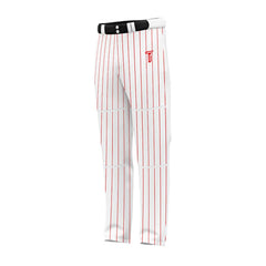 Custom White Red Pinestripe Stretch Practice Loose-fit Baseball Pants