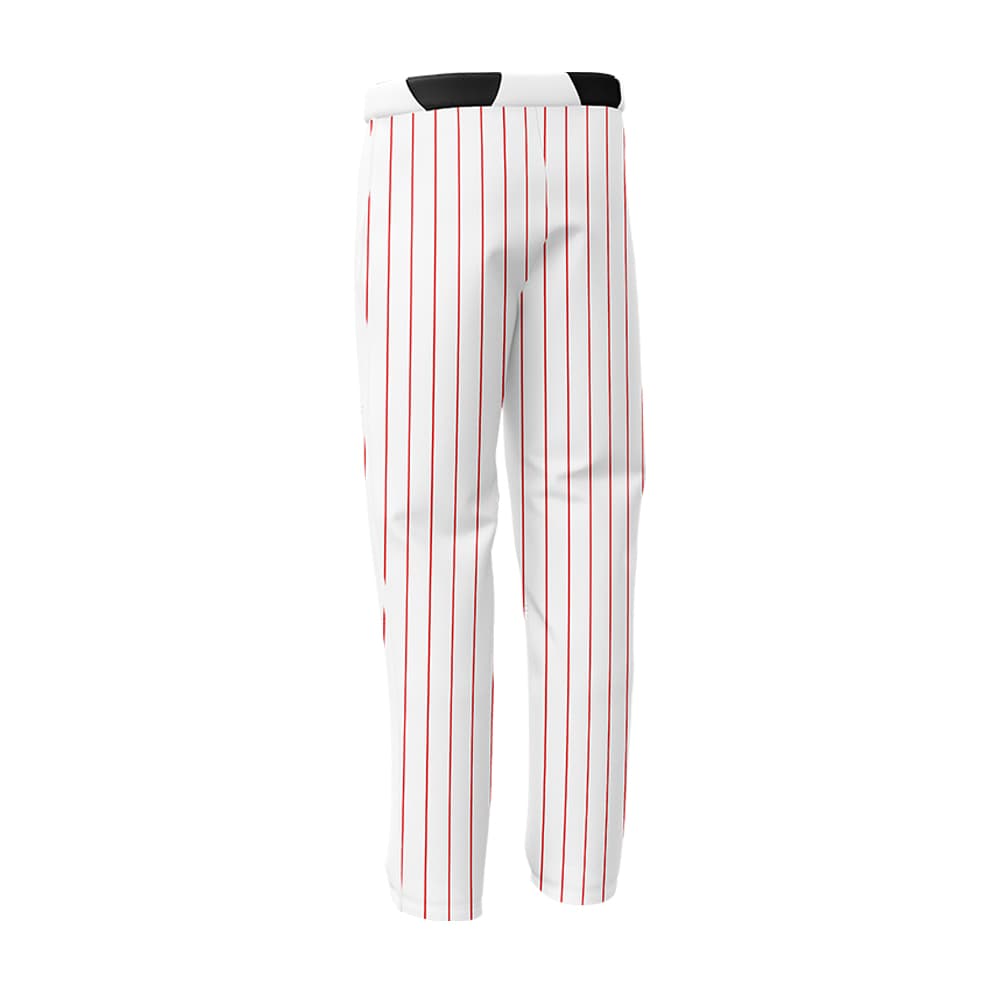 Custom White Red Pinestripe Stretch Practice Loose-fit Baseball Pants