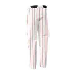 Custom White Red Pinestripe Stretch Practice Loose-fit Baseball Pants