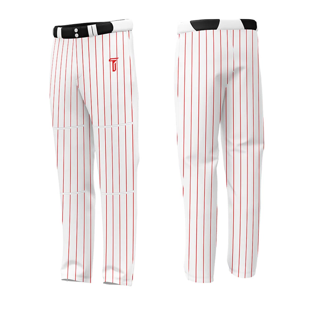 Custom White Red Pinestripe Stretch Practice Loose-fit Baseball Pants
