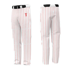 Custom White Red Pinestripe Stretch Practice Loose-fit Baseball Pants