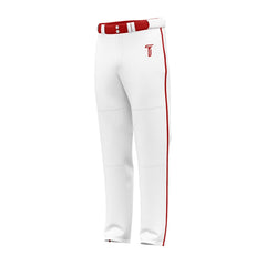 Custom White Red Side-Stripe Stretch Practice Loose-fit Baseball Pants