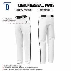 Custom White Black Side-Stripe Stretch Practice Loose-fit Baseball Pants