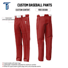 Custom Red White Pinestripe Stretch Practice Loose-fit Baseball Pants