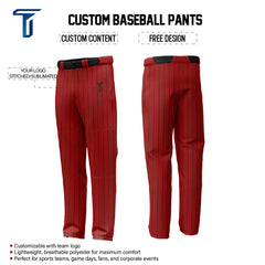 Custom Red Black Pinestripe Stretch Practice Loose-fit Baseball Pants