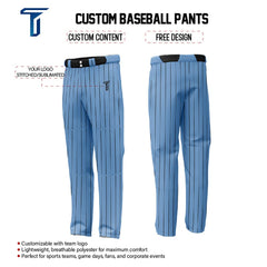 Custom Blue Black Pinestripe Stretch Practice Loose-fit Baseball Pants