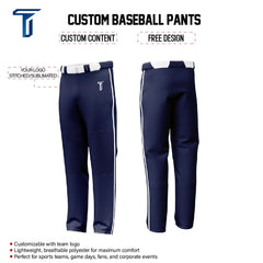 Custom Black White Side-Stripe Stretch Practice Loose-fit Baseball Pants