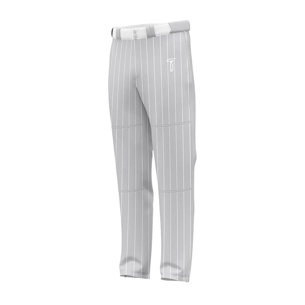 Custom Grey White Pinestripe Stretch Practice Loose-fit Baseball Pants