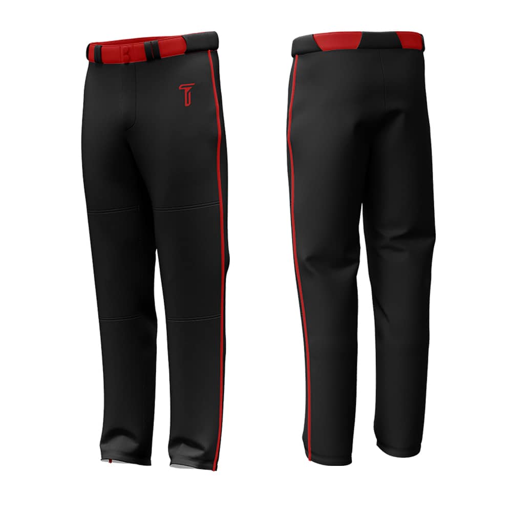 Custom Black Red Pinestripe Stretch Practice Loose-fit Baseball Pants
