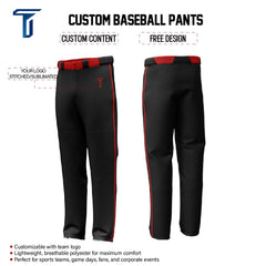 Custom Black Red Pinestripe Stretch Practice Loose-fit Baseball Pants