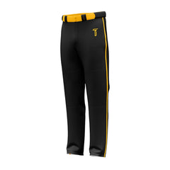 Custom Black Yellow Side-Stripe Stretch Practice Loose-fit Baseball Pants