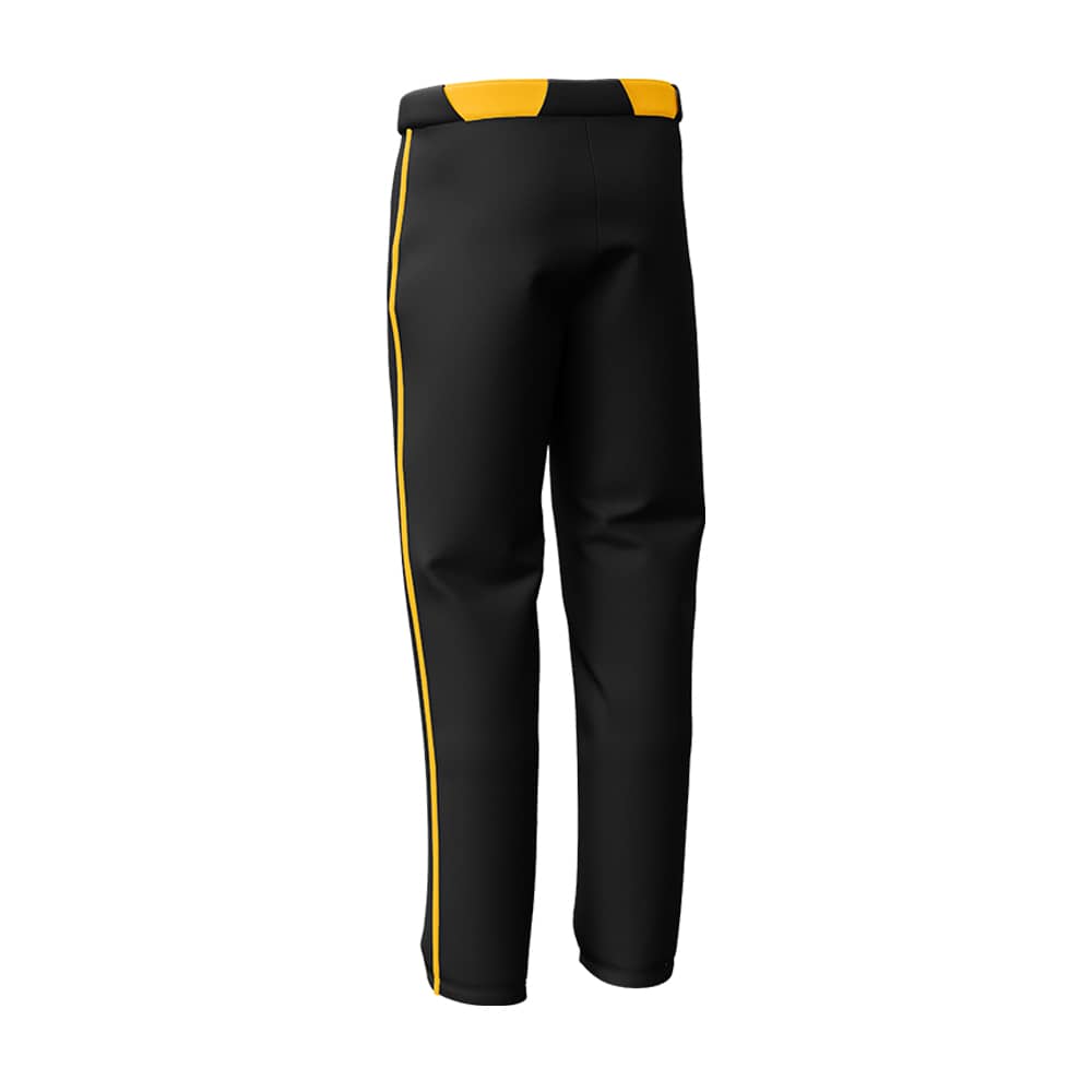 Custom Black Yellow Side-Stripe Stretch Practice Loose-fit Baseball Pants