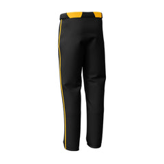 Custom Black Yellow Side-Stripe Stretch Practice Loose-fit Baseball Pants