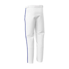 Custom White Blue Side-Stripe Stretch Practice Loose-Fit Baseball Pants