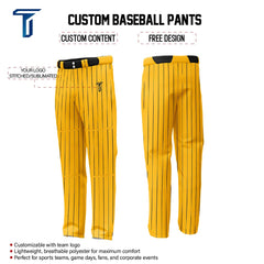 Custom Yellow Black Pinestripe Stretch Practice Loose-fit Baseball Pants