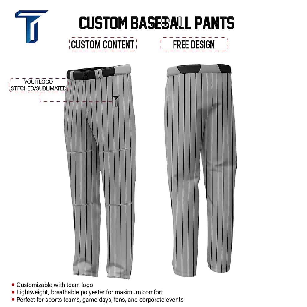 Custom Dark Grey Black Pinestripe Stretch Practice Loose-fit Baseball Pants