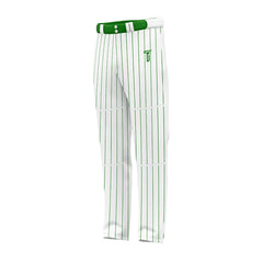 Custom White Green Pinestripe Stretch Practice Loose-fit Baseball Pants