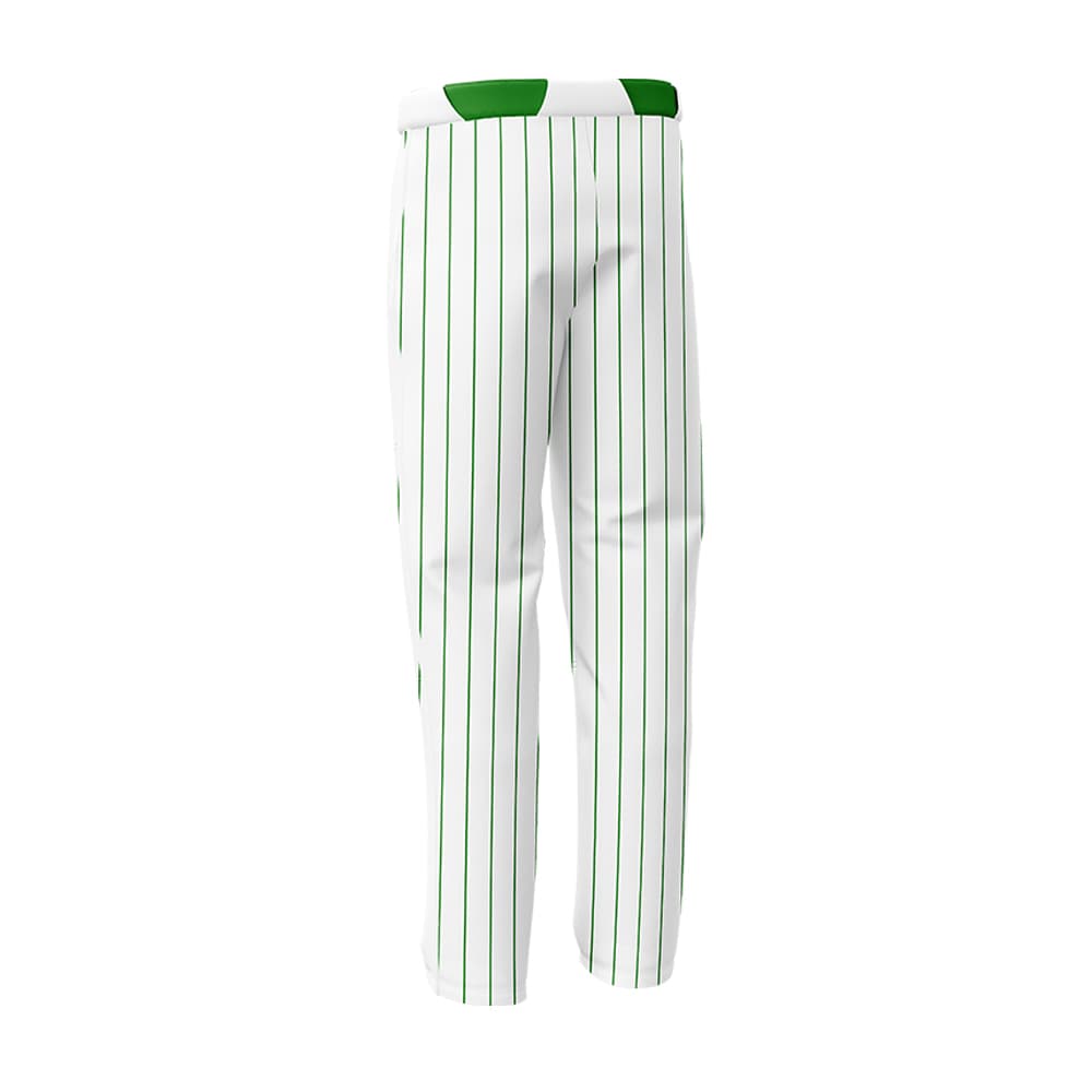 Custom White Green Pinestripe Stretch Practice Loose-fit Baseball Pants