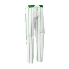 Custom White Green Pinestripe Stretch Practice Loose-fit Baseball Pants