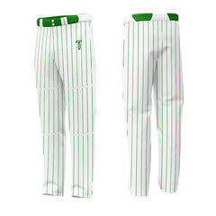 Custom White Green Pinestripe Stretch Practice Loose-fit Baseball Pants