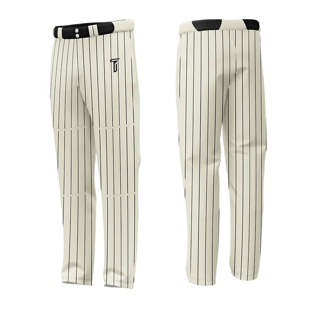Custom Cream Black Pinestripe Stretch Practice Loose-fit Baseball Pants