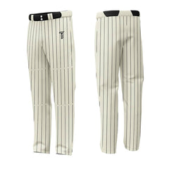 Custom Cream Black Pinestripe Stretch Practice Loose-fit Baseball Pants