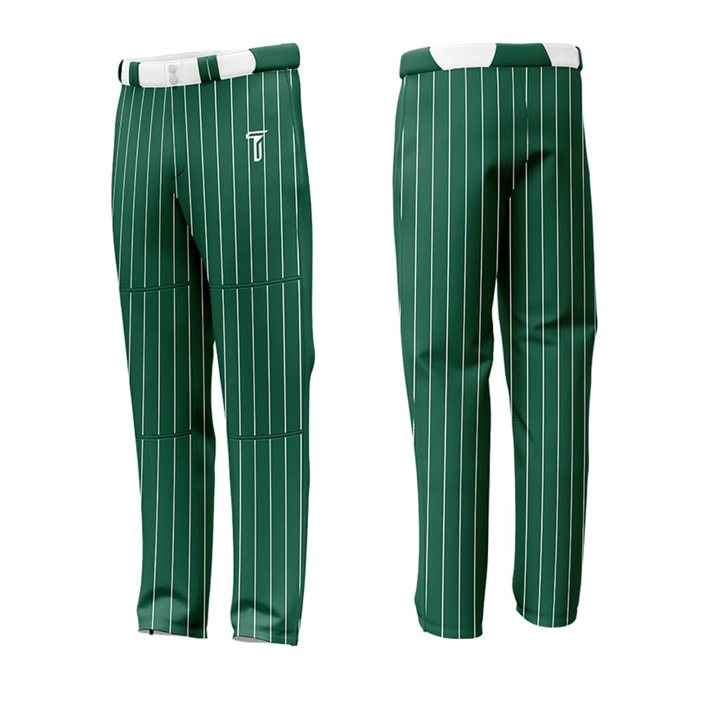 Custom Green White Pinestripe Stretch Practice Loose-fit Baseball Pants