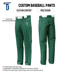 Custom Green White Pinestripe Stretch Practice Loose-fit Baseball Pants