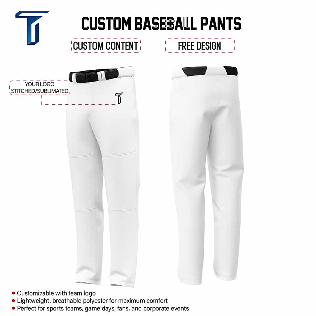 Custom Pure White Stretch Practice Loose-fit Baseball Pants