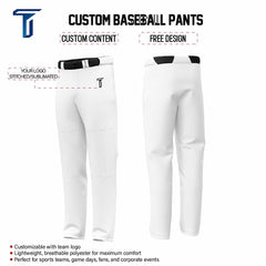 Custom Pure White Stretch Practice Loose-fit Baseball Pants