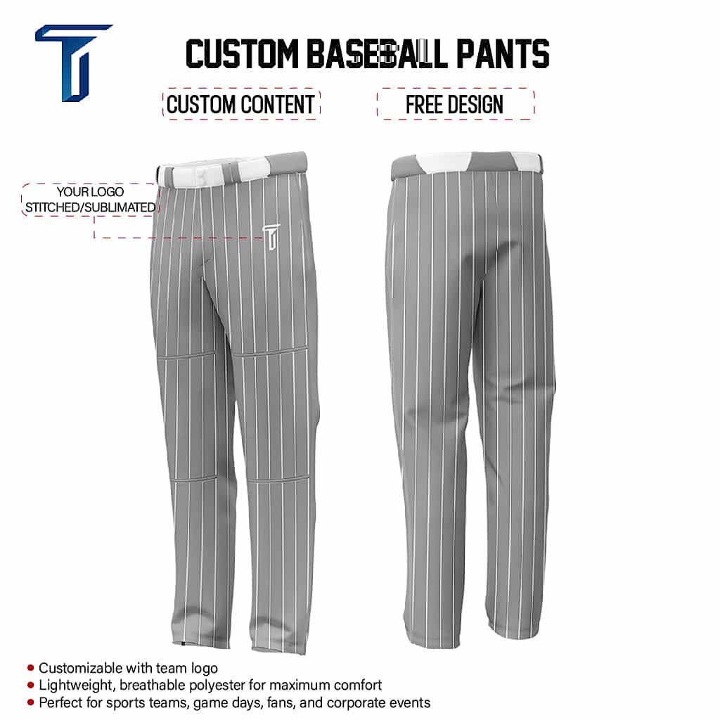 Custom Dark Grey White Pinestripe Stretch Practice Loose-fit Baseball Pants