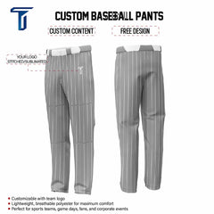 Custom Dark Grey White Pinestripe Stretch Practice Loose-fit Baseball Pants