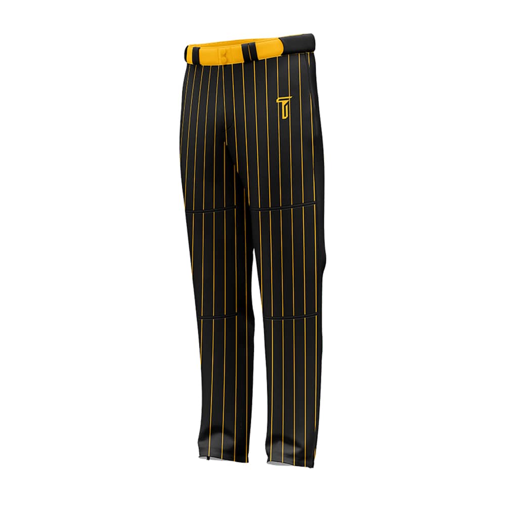 Custom Black Yellow Pinestripe Stretch Practice Loose-fit Baseball Pants