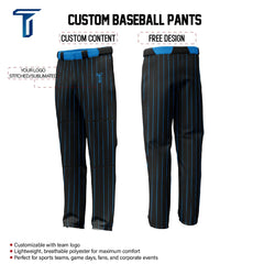 Custom Black Blue Pinestripe Stretch Practice Loose-fit Baseball Pants