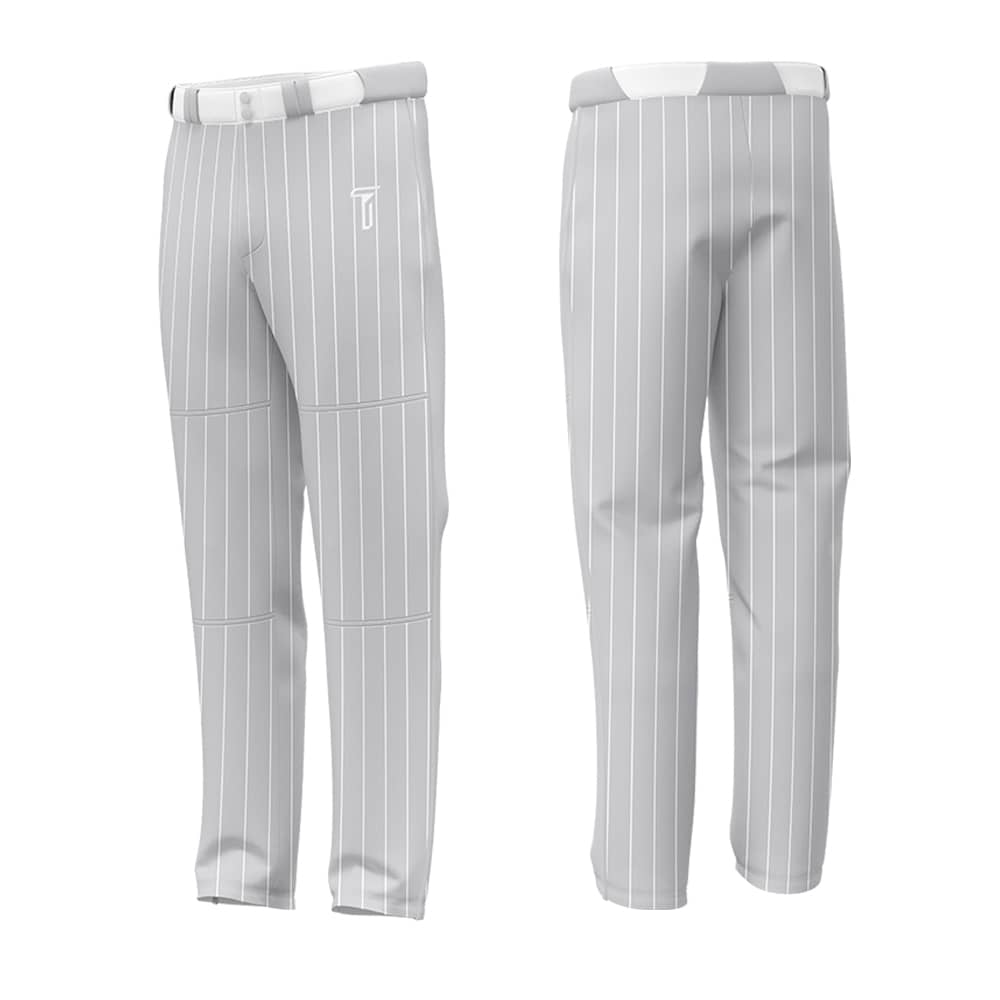 Custom Grey White Pinestripe Stretch Practice Loose-fit Baseball Pants