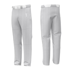 Custom Grey White Pinestripe Stretch Practice Loose-fit Baseball Pants